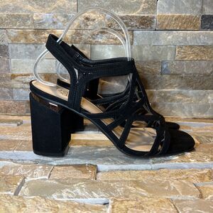 Franco Sarto Quenna Black Strappy Sandals Women's Size 8.5